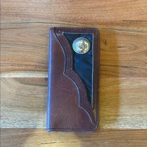 Brown Leather Wallet with Coin Detail